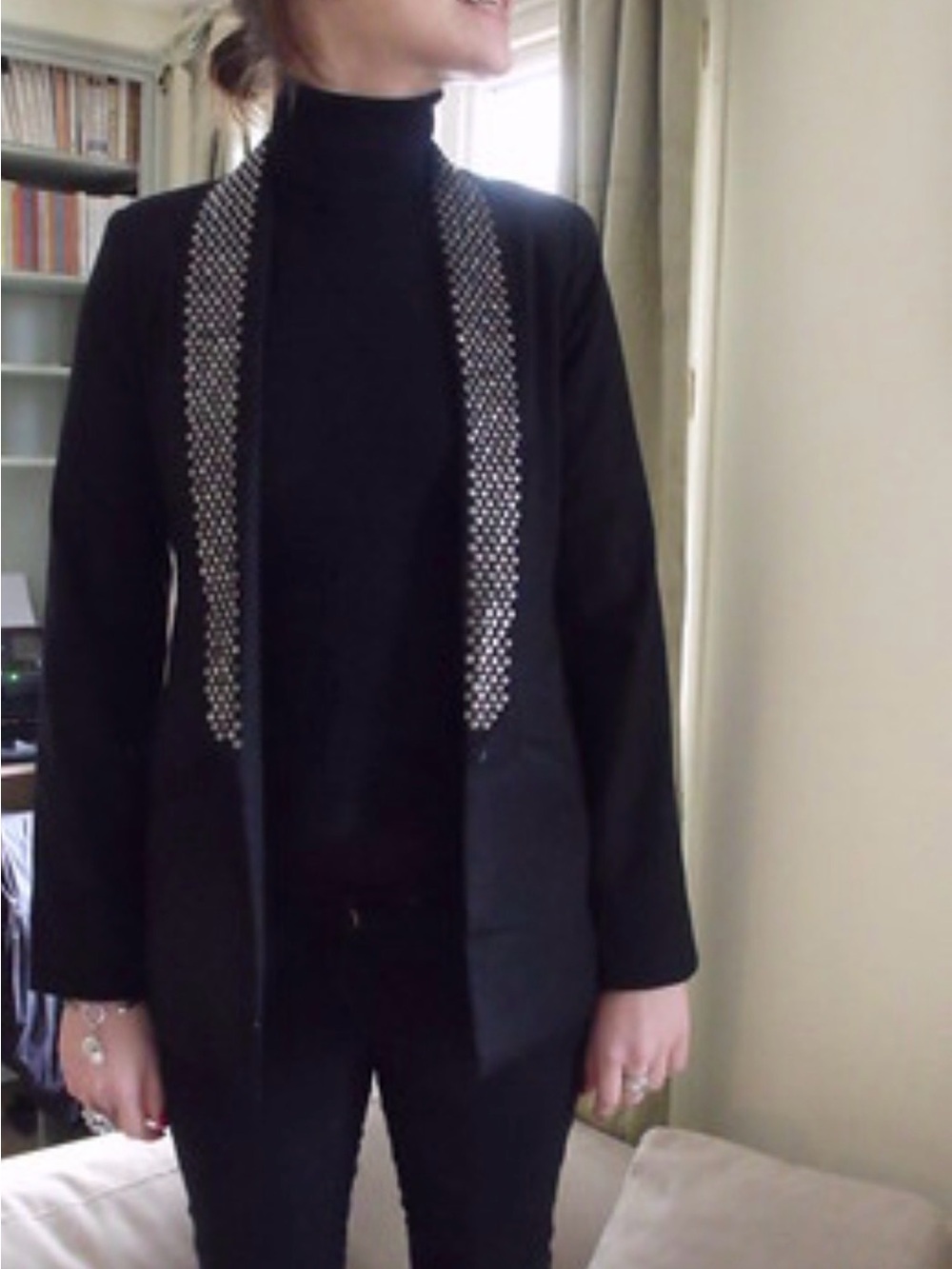 Zara black Embellished Lapel Blazer